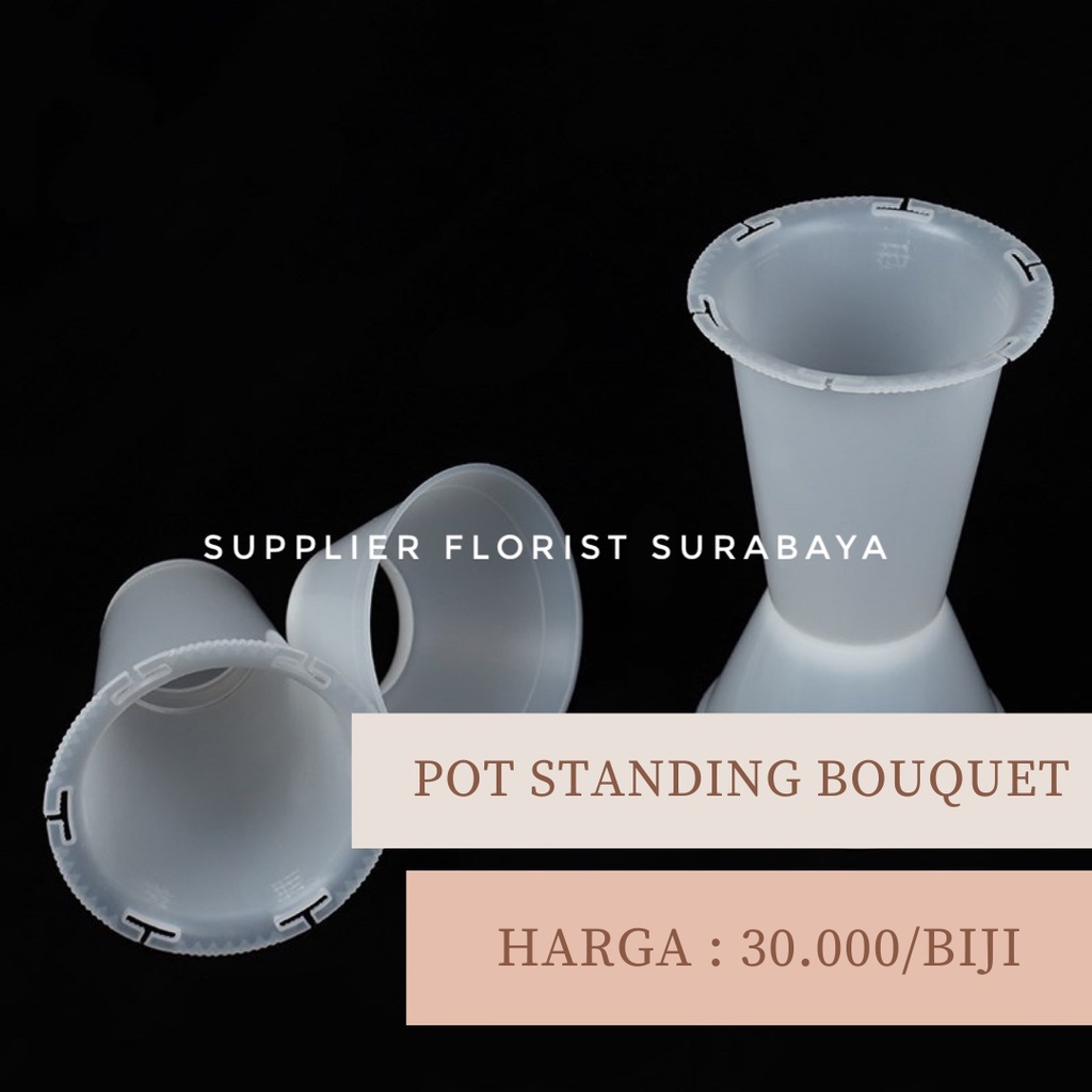 [ECER] POT STANDING BOUQUET PLASTIK PUTIH