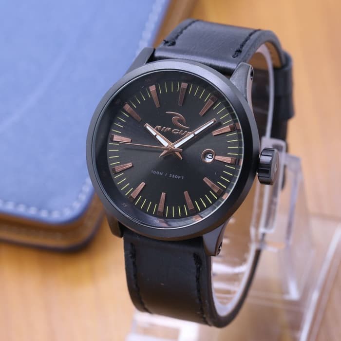 JAM TANGAN PRIA RIPCURL TANGGAL KULIT BLACK