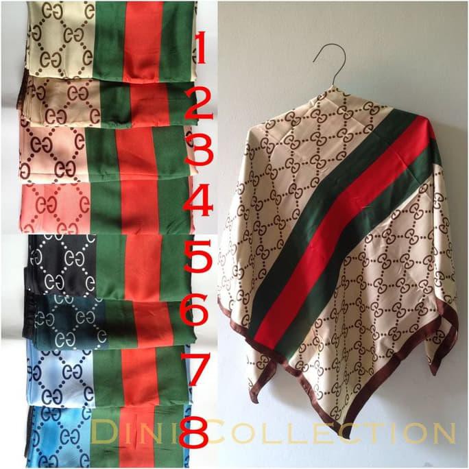 Ready Stok Jilbab Hijab Satin Segiempat Segi Empat Motif Branded Silk Produk Terbatas