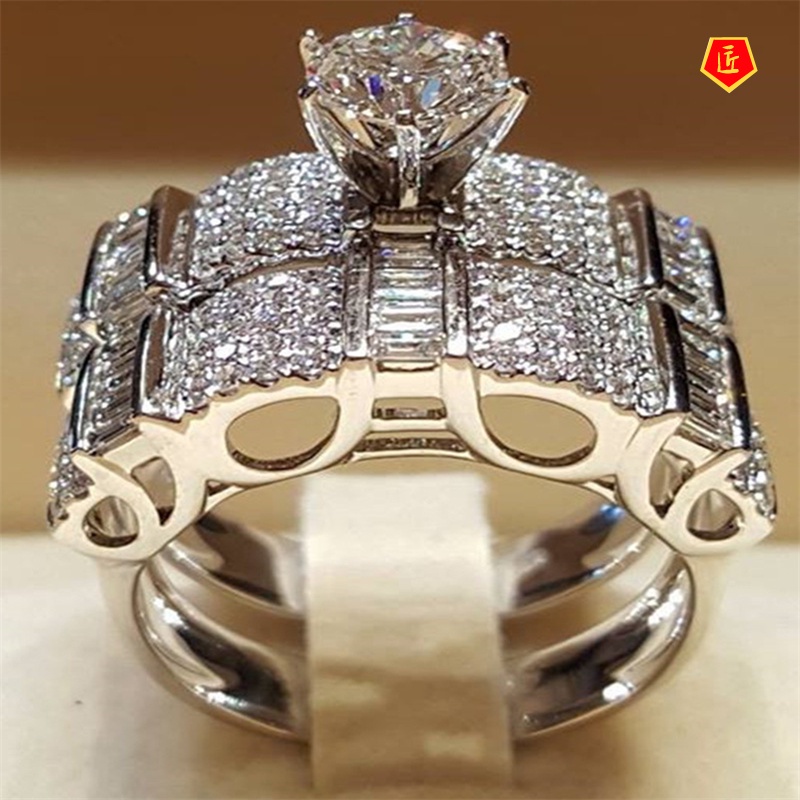 [Ready Stock]Inlaid Moissanite Ring High Profile Fashion Luxury