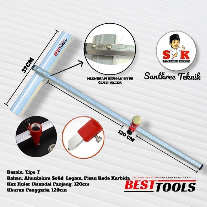 BESTTOOLS ORIGINAL Straigt Glass- Cutter T- Pemotong Kaca Lurus 90cm-Glass Cutter