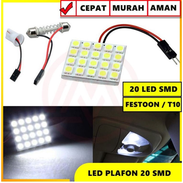 Lampu LED PLAFON 20 12 SMD Mobil Kabin Interior Super terang festoon t10