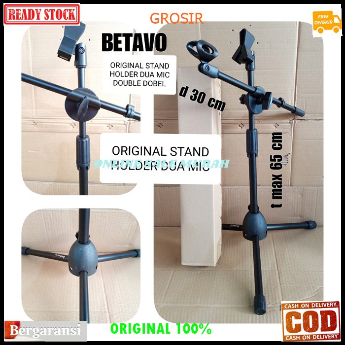 G80 Betavo stand mic 65cm mik dual dobel GE80 ORIGINAL 100% double kaki tiga holder standing microphone penyangga universal mikrophone tiang pegangan tripod asli gantungan hanger asli  G80   Bisa semua jenis mic  Bahan besi  Bisa diatur ketinggian nya 35-