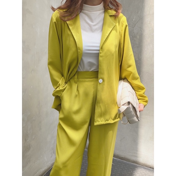 Set oversized blazer &amp; culotte in lime