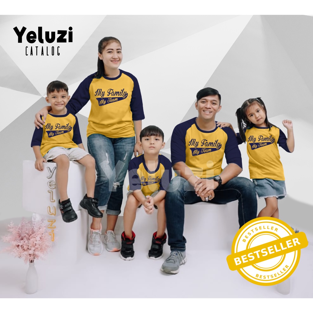 Kaos Couple Sarimbit keluarga My Family My Team Kuning kunyit Navi yeluzi