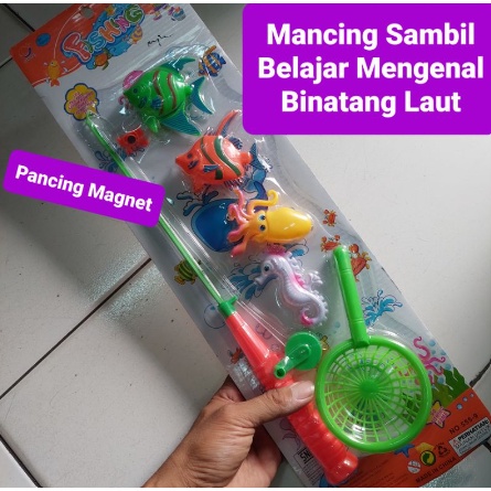 Mainan Pancing Ikan Udang/Cumi Ikan Laut Magnet Fishing Game Set 4s Mancing Ikan