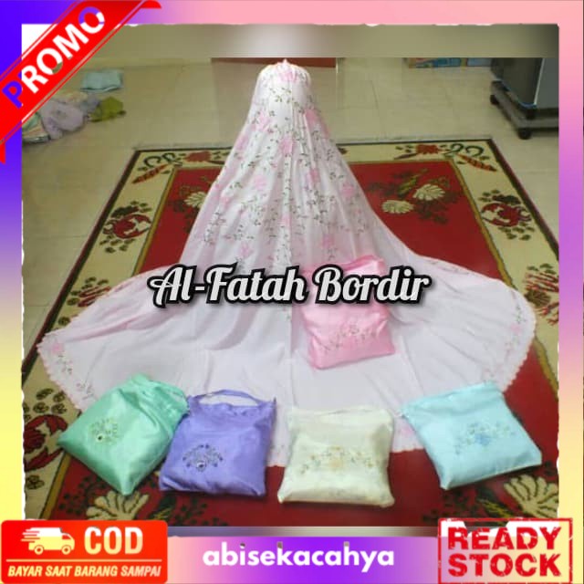 COD TERMURAH mukena bordir babyslik rambat - hijau wardah