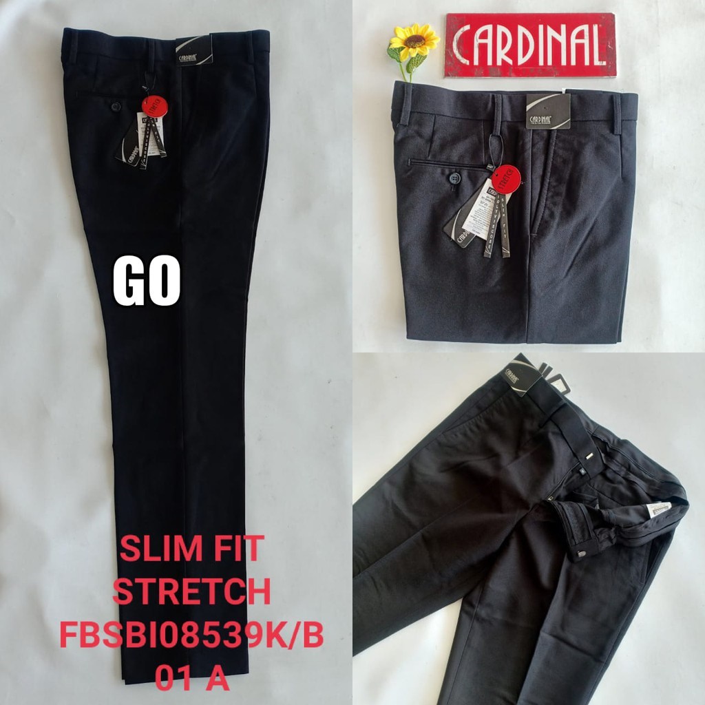 BB CARDINAL FORMAL SLIMFIT Celana Panjang Hitam Formal Teflon Pria Sopan Streacth Motif