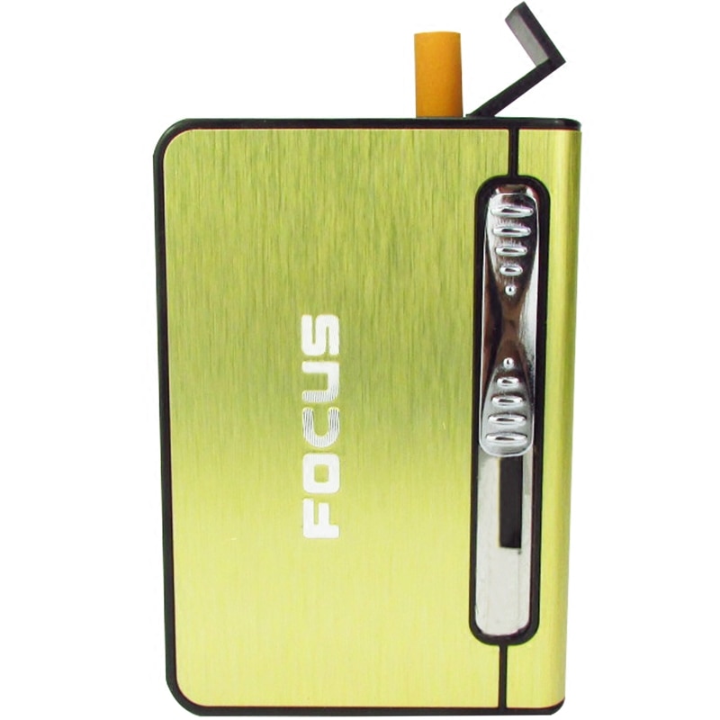 Focus Kotak Rokok Fashion 10 Slot dengan Korek Gas - JD-YH002 HITAM