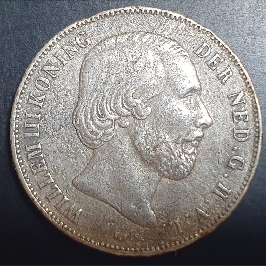 Koin 94,5% Perak Jaman Penjajahan Belanda 1 Gulden 1854 VF Bekas