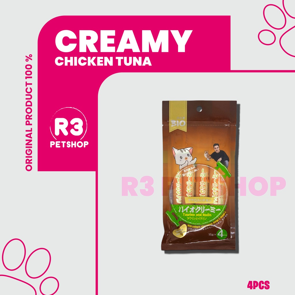 Snack Kucing Bio Creamy All Varian 15gr x 4pcs -  Cemilan Kucing