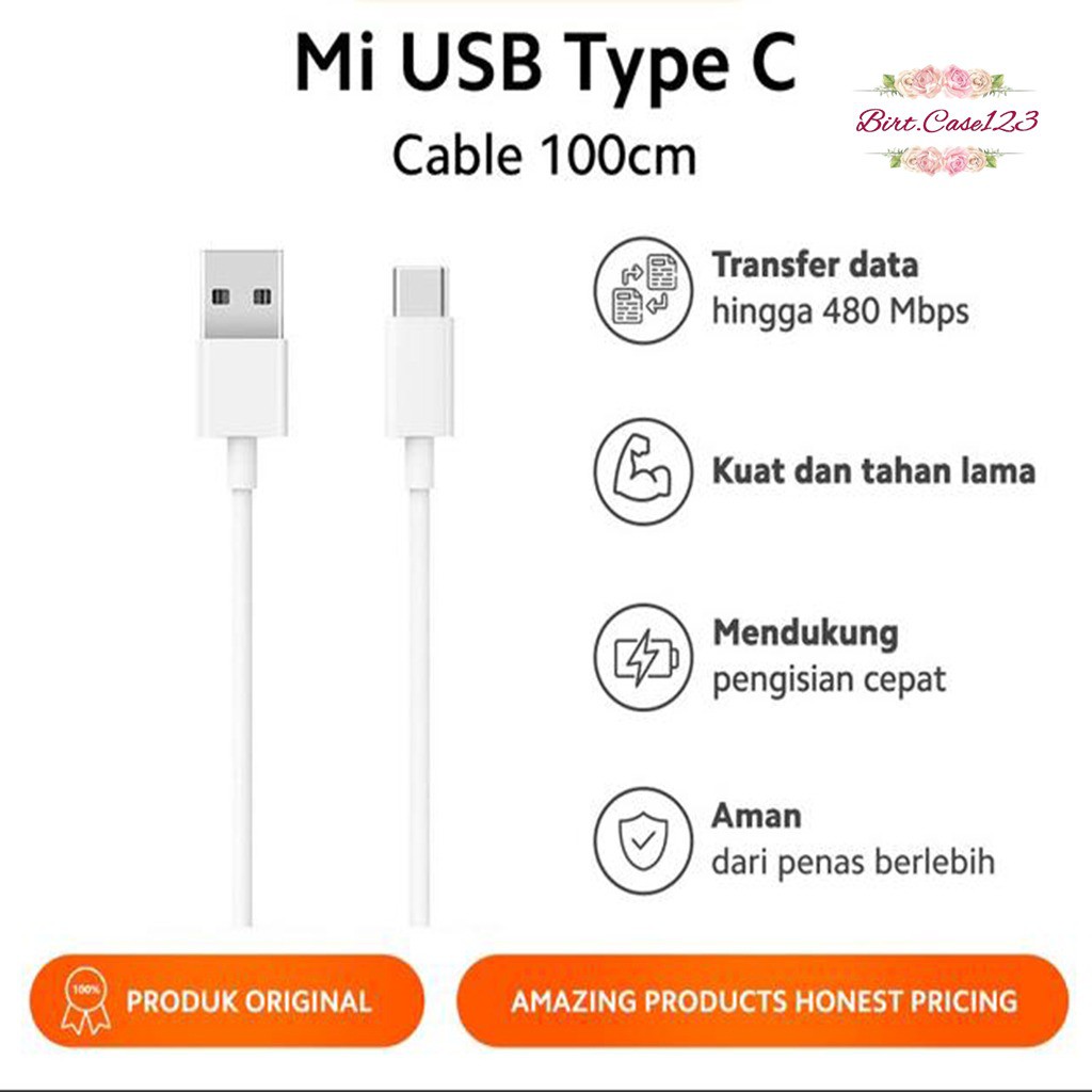 BM001 MI9 WHITE XIAOMI KABEL DATA NEW MODEL ORIGINAL XIAOMI REDMI 9A 9C NOTE 8 9 10 PRO MI9 TIPE C USB BC3519