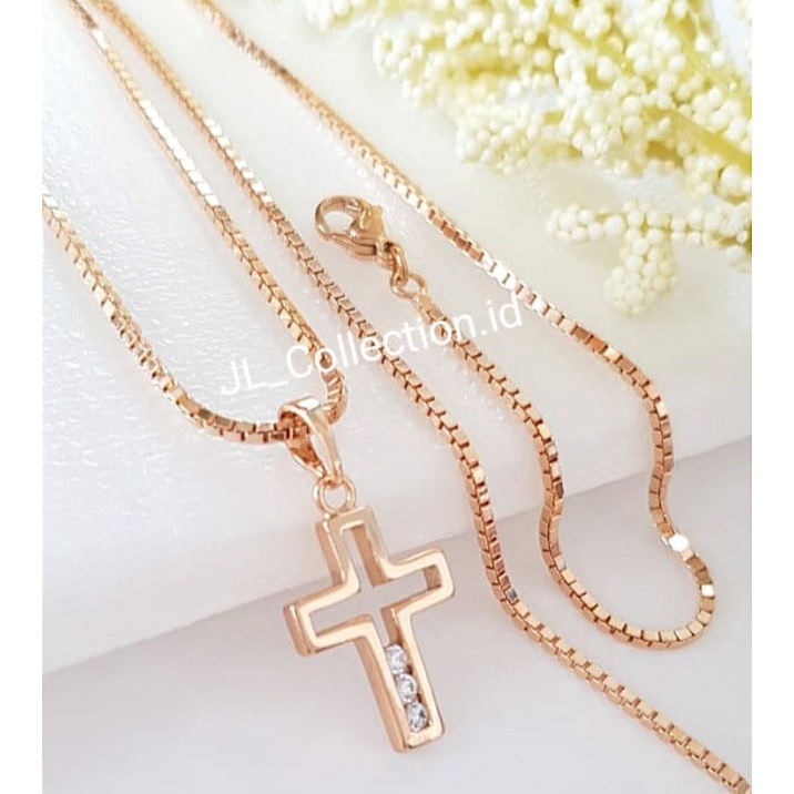 Kalung Salib Xuping Permata Perhiasan xuping Impor Kalung Salib Premium