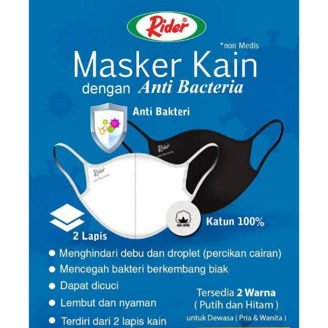 Masker kain katun 2ply RIDER ear loop