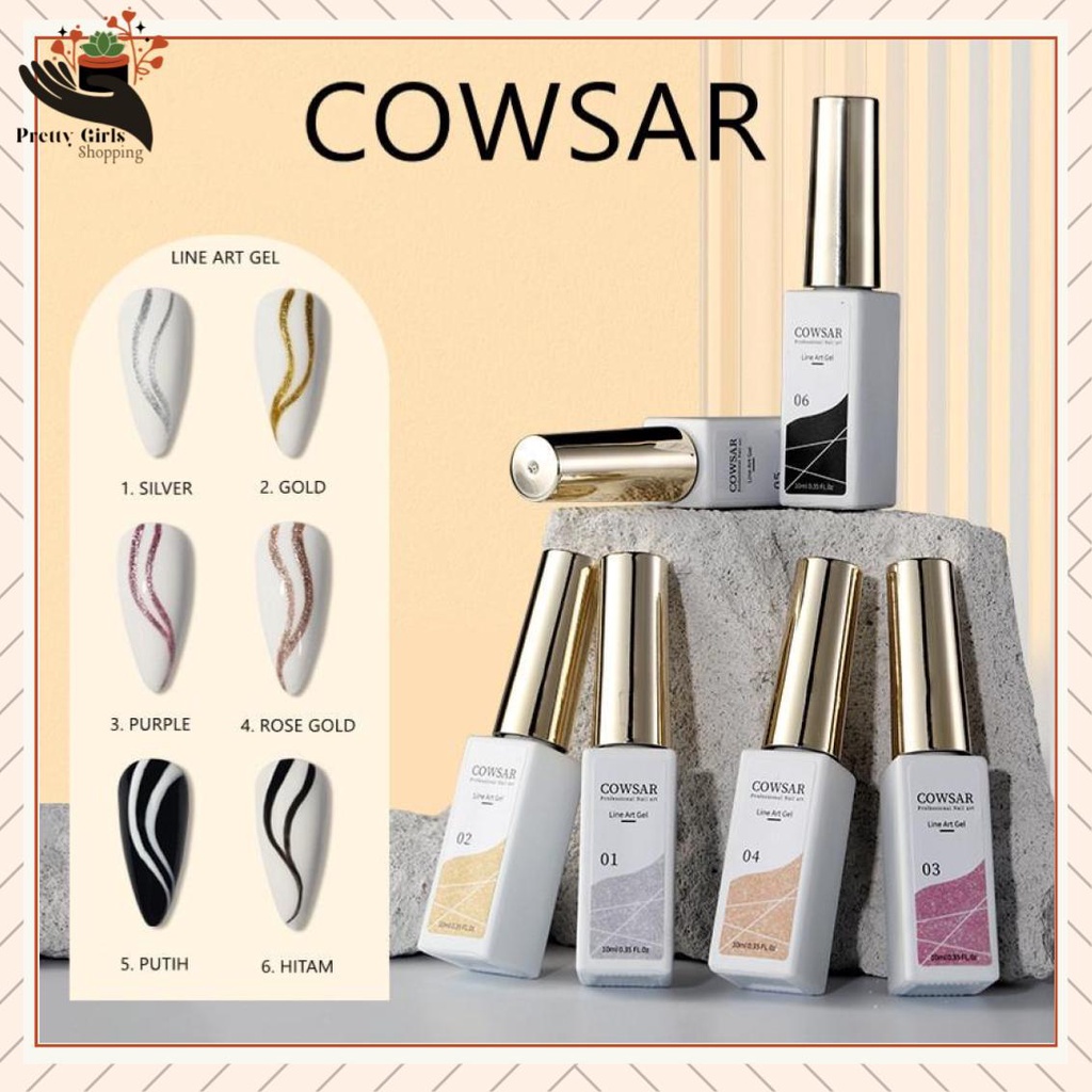 Pretty COWSAR LINE GEL METAL NAIL / KUTEK GEL LINE PAINTING GEL POLISH NAIL ART