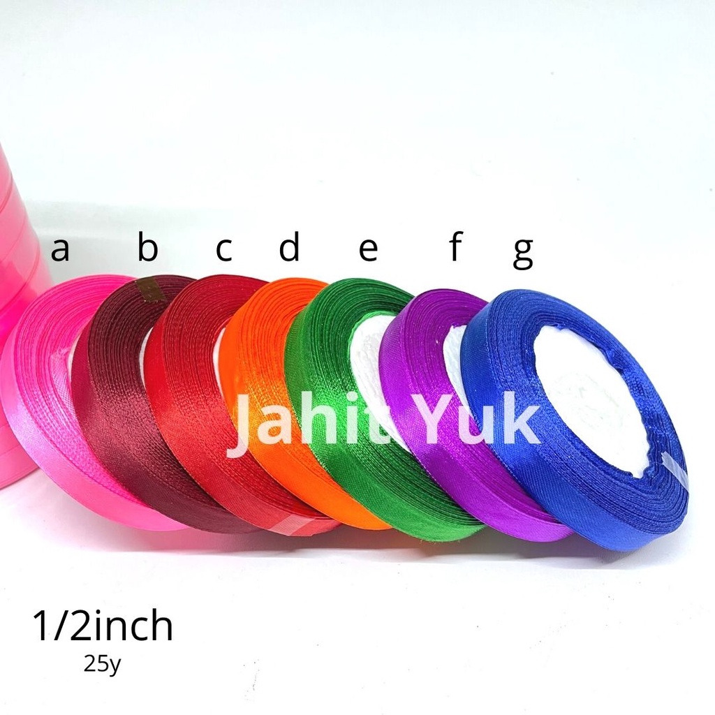 

Pita Satin / Pita Kado / Pita Serbaguna 1/2 " inch / 2cm (25yard)
