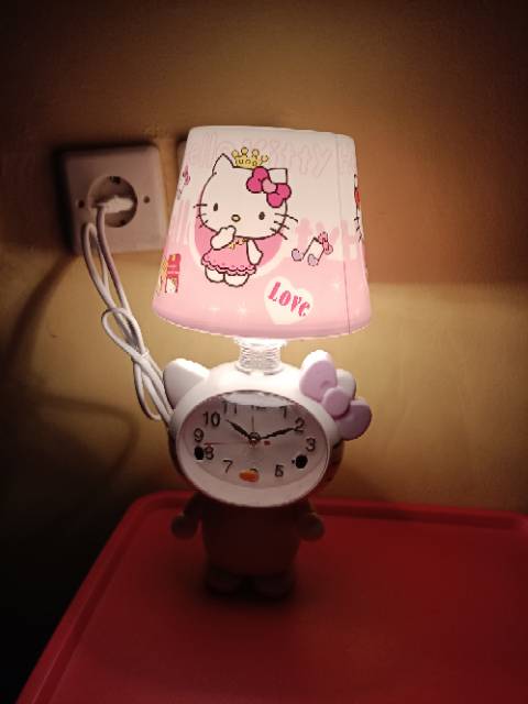 Lampu tidur +  jam weeker karakter  real pict