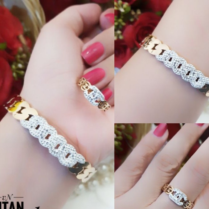 Titanium Perhiasan Gelang dan Cincin B6677