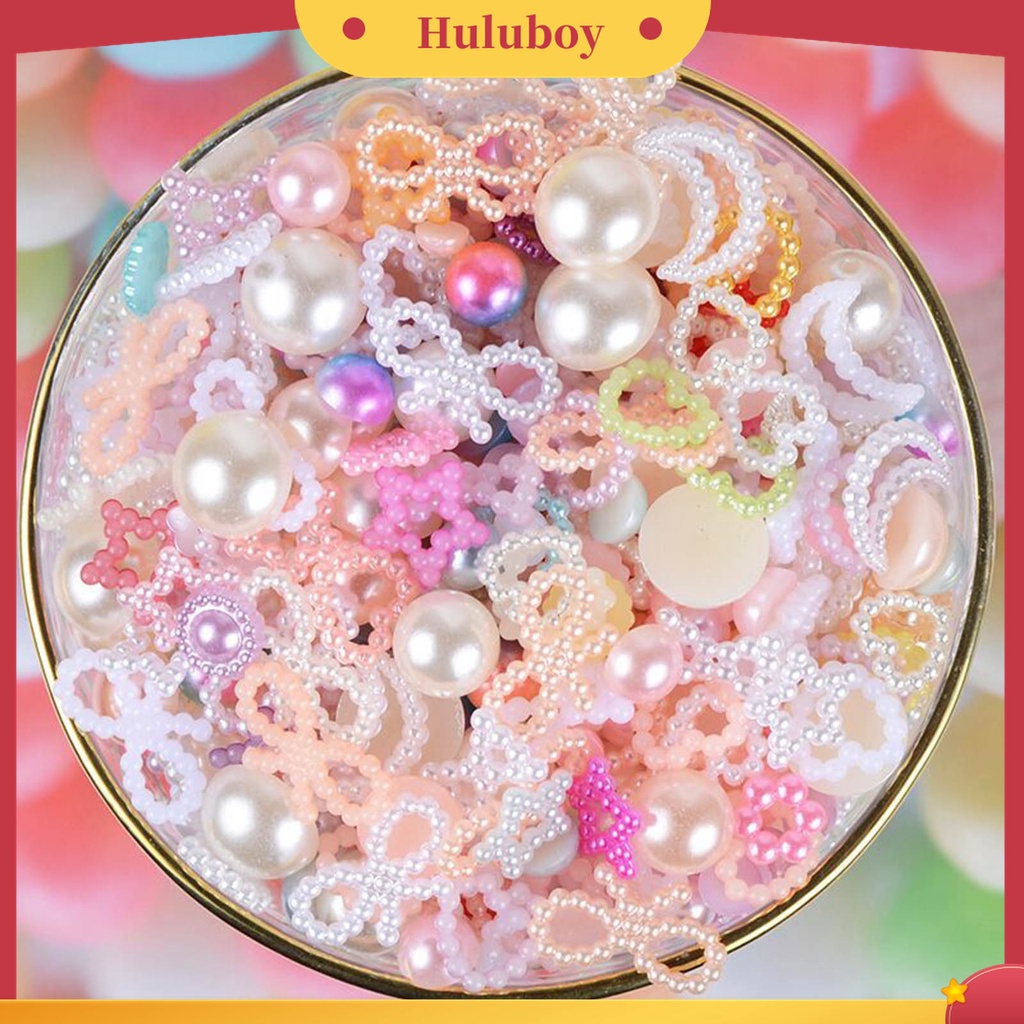 Huluboy Huluboy♡ 50g Mutiara Imitasi Bentuk Hati / Bintang Untuk Dekorasi Nail Art Charms