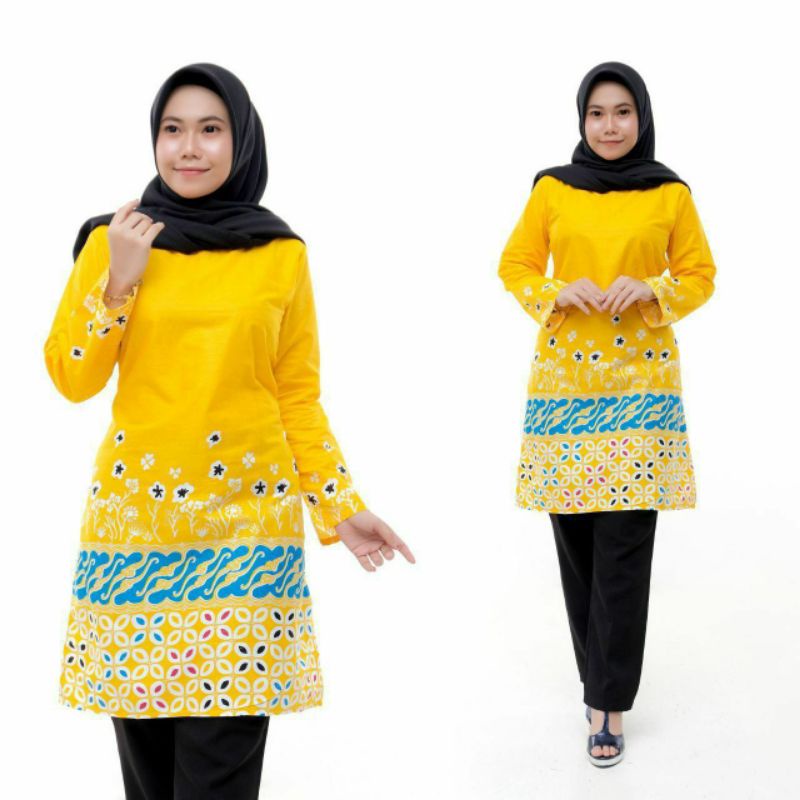 Tunik Batik Baju Batik Wanita Modern Atasan Batik Kerja Wanita Blouse Batik Kantor Batik Modern M L XL XXL Seragam Batik