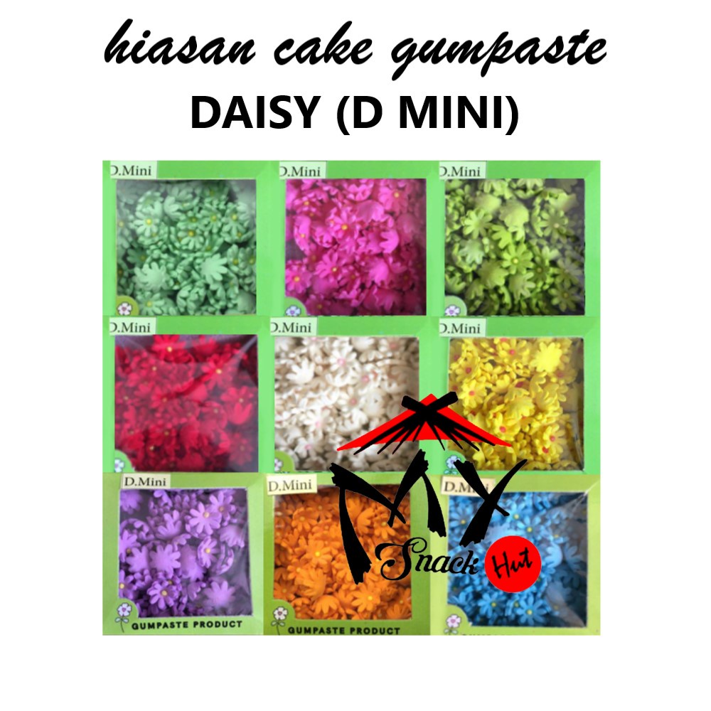 HIASAN BUNGA GUMPASTE 100PCS - KUE CAKE ICING DAISY PRIMROSE D MINI GUM PASTE FLOWER KECIL WARNA WARNI