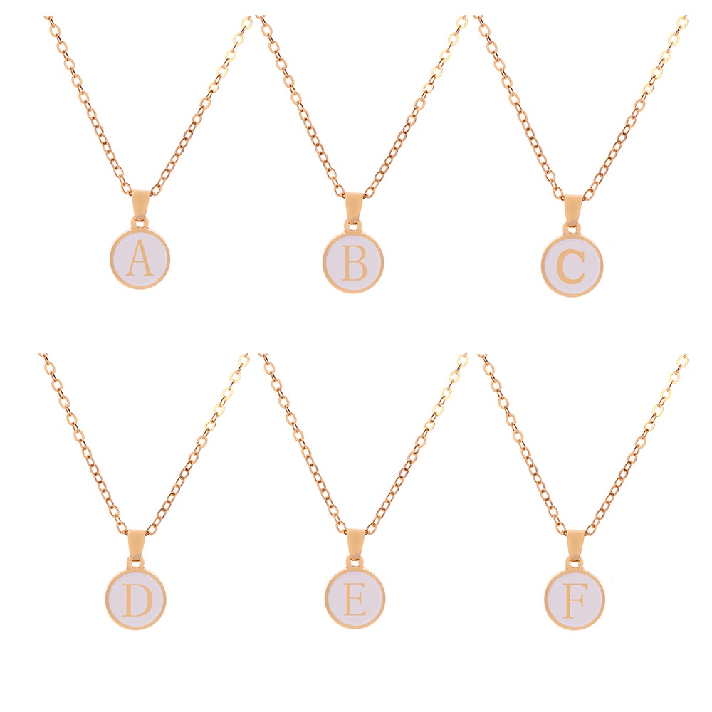 Kalung Liontin Huruf A-Z Bahan Metal Warna Putih Untuk Wanita