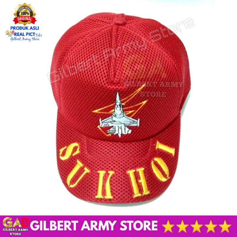 GILBERT ARMY STORE Terbaru Topi Sukhoi Jaring kualitas premium tni Au original