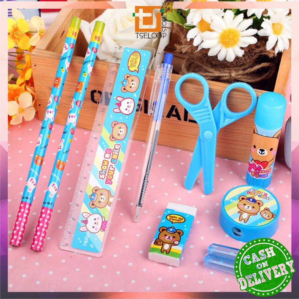 OFM-A26 Alat Tulis Set 8in1 Karakter Stationery Kids / Paket Alat Tulis Anak TK / Set School Supplies for Child Writing Gift Eraser Ruler