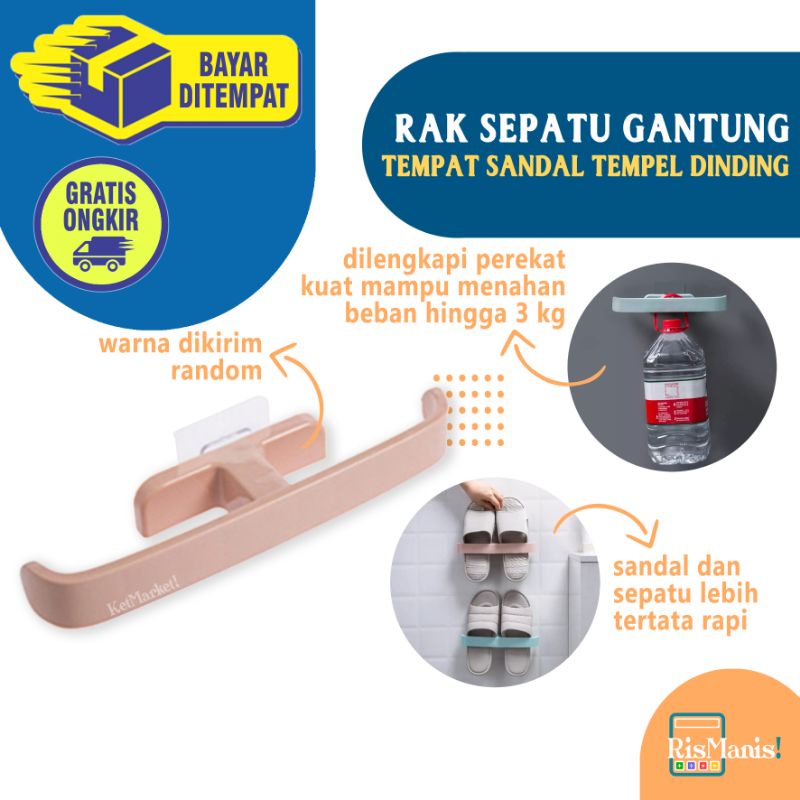 WALL SINGLE SLIPPER STORAGE - Rak Gantung Tempat Sepatu Organizer Sandal Tempel Dinding Interior Furniture Rumah Gantungan Handuk Hanger Waslap Tembok Hemat Space