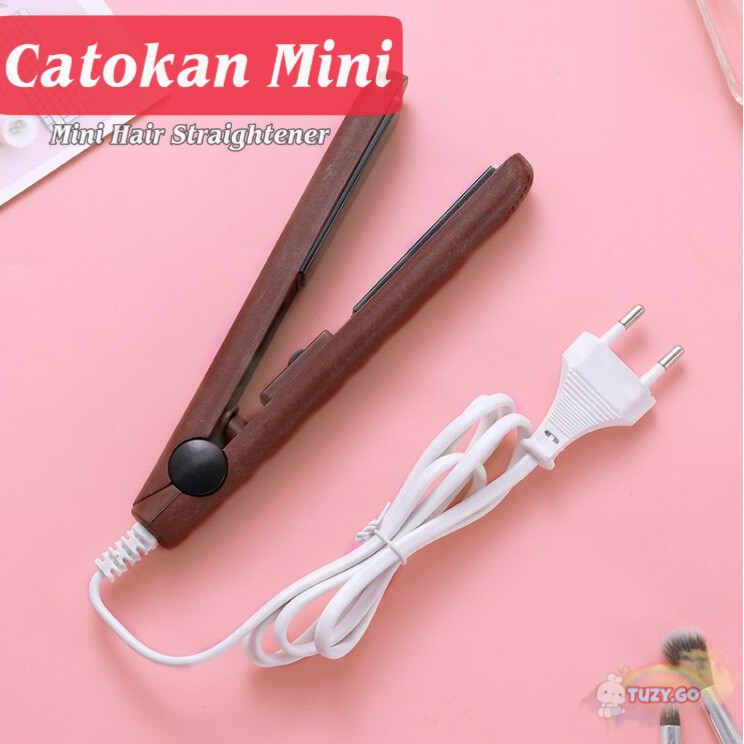 (COD) Catok Mini Portable Lurus dan Keriting Catok 2in1 Mini Karakter Cokelat