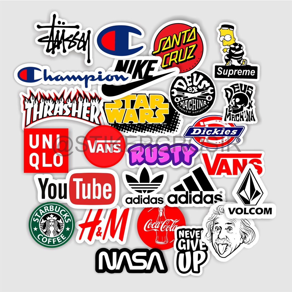 

Stiker isi 25 Sticker Brand Distro Graftac Vinyl Stussy Champion Skate surf Band Grafiti pop art Case Phone Tumblr Laptop Casing Striping Aesthetic Band Journal Hype Dinding Waterproof Clothing