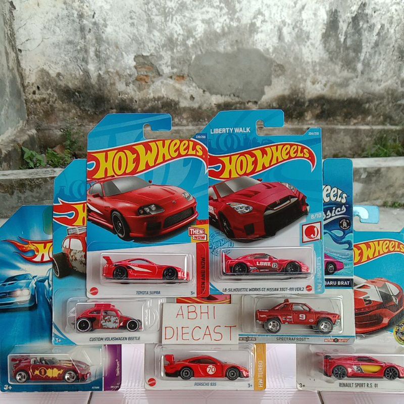 Hotwheels toyota supra merah nissan lbwk merah diecast hot wheels porsche 935 renault sport rs merah
