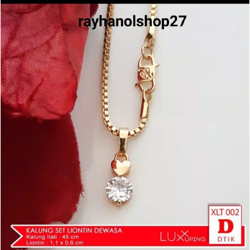 Set Kalung rantai italy liontin permata pilihan P 45cm-60cm Lapis Emas gold