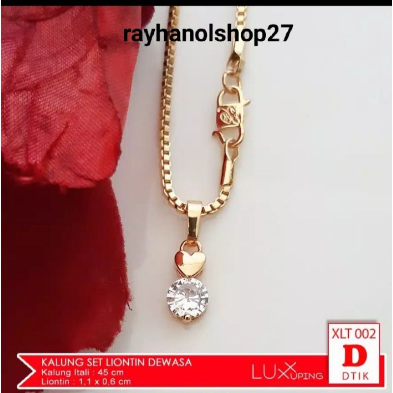 Set Kalung rantai italy liontin permata pilihan P 45cm-60cm Lapis Emas gold