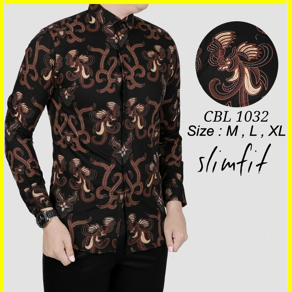 KEMEJA BATIK PRIA SLIM FIT BAJU BATIK PRIA SLIM FIT KATUN HALUS ELEGAN CBL1032 PREMIUM KEMEJA BLD