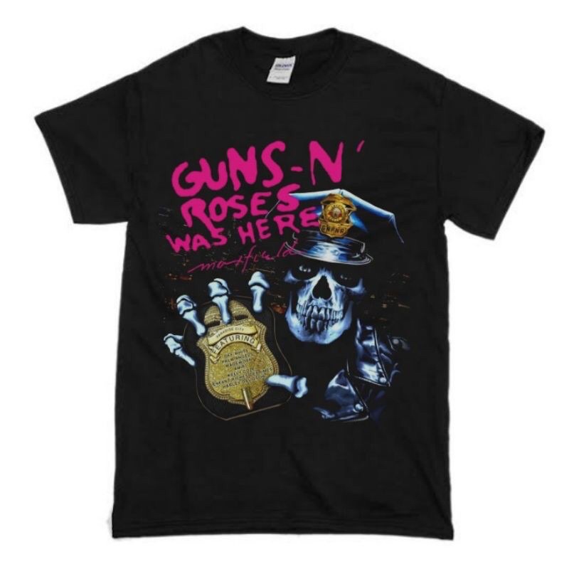 KAOS BAND GUNS N ROSES “GUNS N ROSES WAS WHERE” | T-SHIRT GUNS N ROSES | BAJU BAND GNR HITAM PRIA