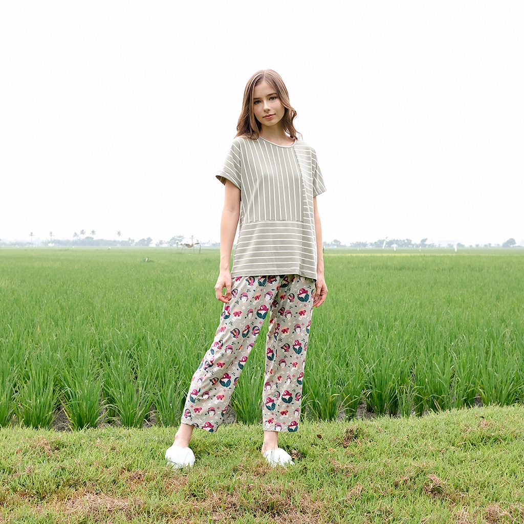 Cielyn | Rona Stripe | Spring Bloom | Piyama Wanita Dewasa Set