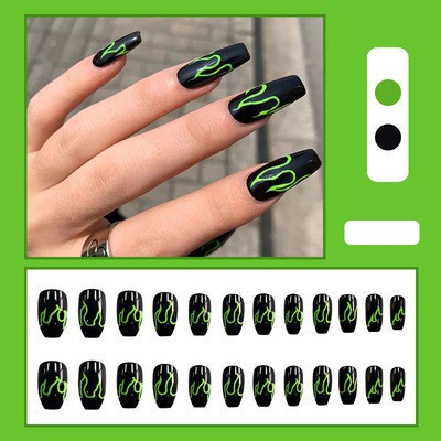 24pcs Kuku Palsu Panjang Dengan 24 stickers-D111 D111