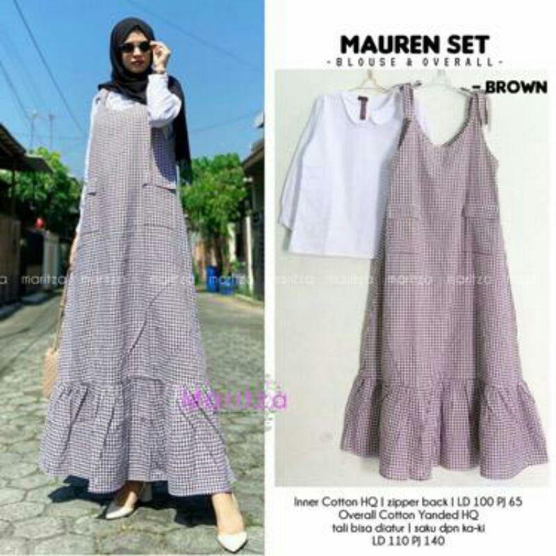 Mauren Set ( Blouse + Overall), DRESS MUSLIM, baju wanita, baju gamis, dress, gamis, Baju gamis