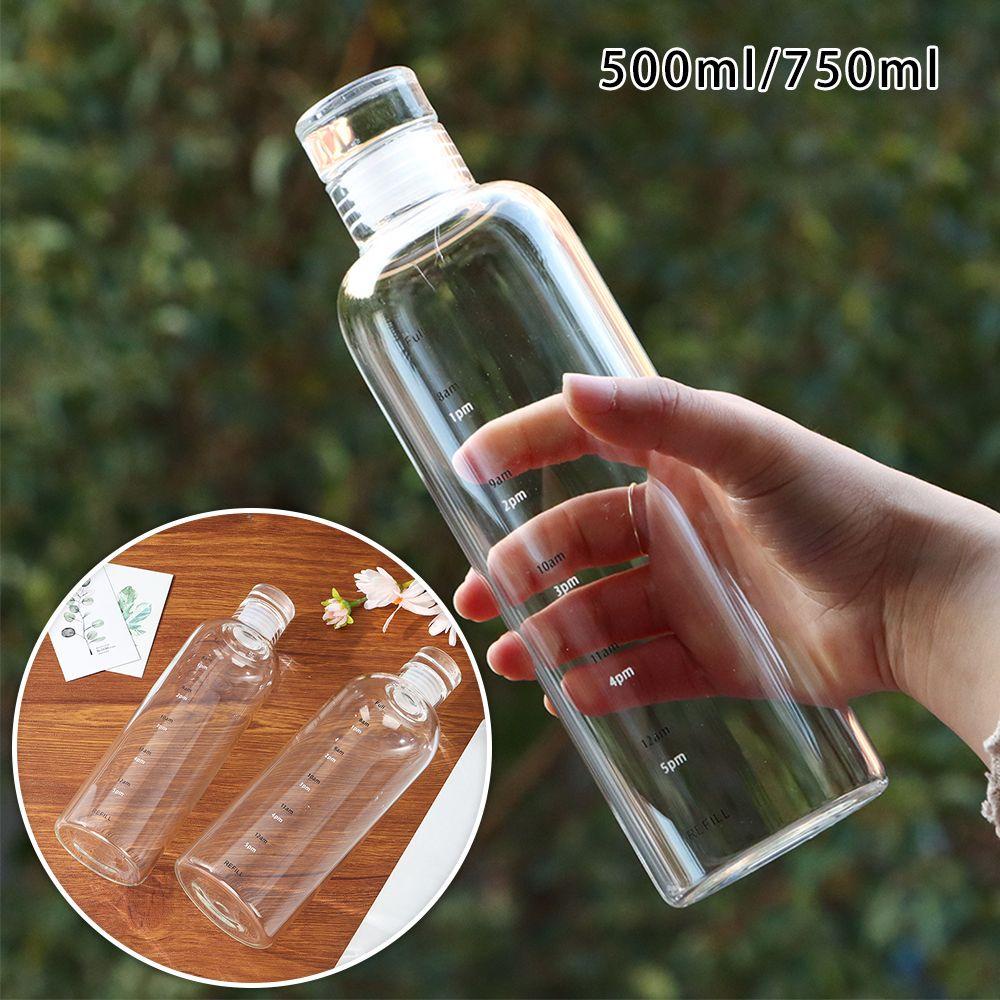 Top 500ML/750ML Botol Air Kaca Jus Susu Outdoor Fitness Transparan