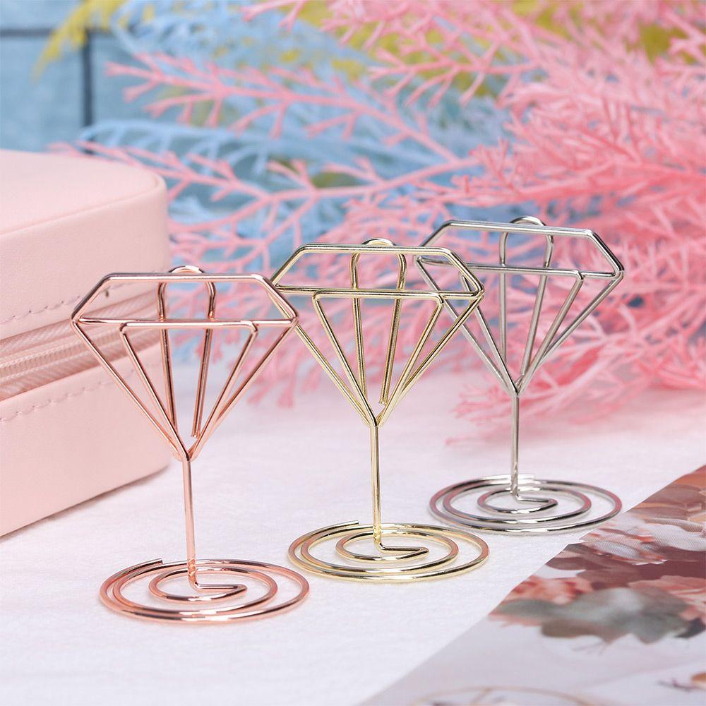 Chookyy 1/5PCS Tempat Kartu Mini Fashion Penjepit Kertas Rose Gold Dekorasi Desktop Perlengkapan Pernikahan Foto Klip