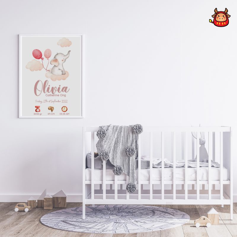 Baby Board Girl / Boy Papan nama bayi custom name cute watercolor boho aesthetic papan nama bayi dekorasi kamar anak