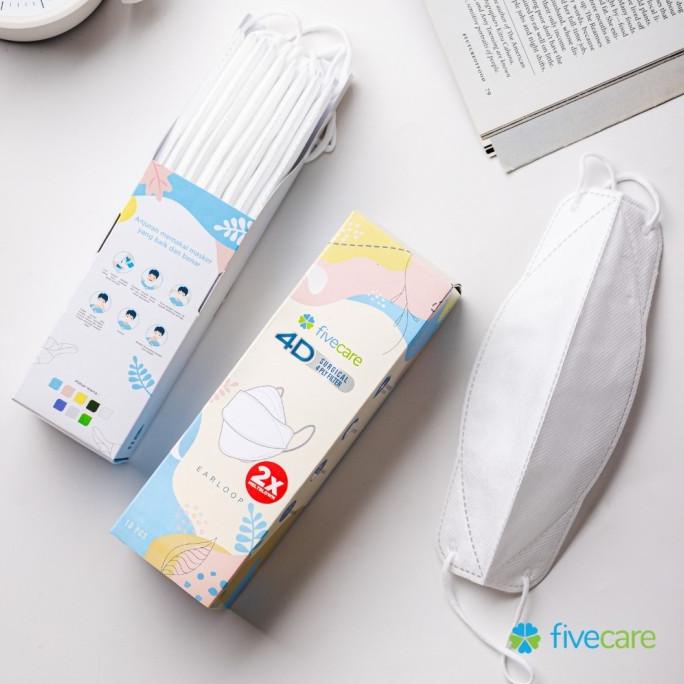 masker five care hijab 4ply / masker medis headloop 4d fivecare / evo terbaru