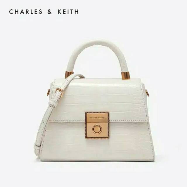 Tas Charles n Keith new printer croco handlebag