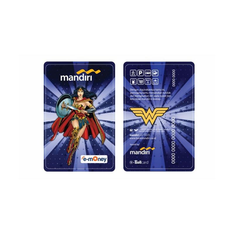 Mandiri eMoney DC Heroes - Wonder Woman /Wonderwoman Blue ORI /Like eTOLL Tapcash Flazz or Brizzi