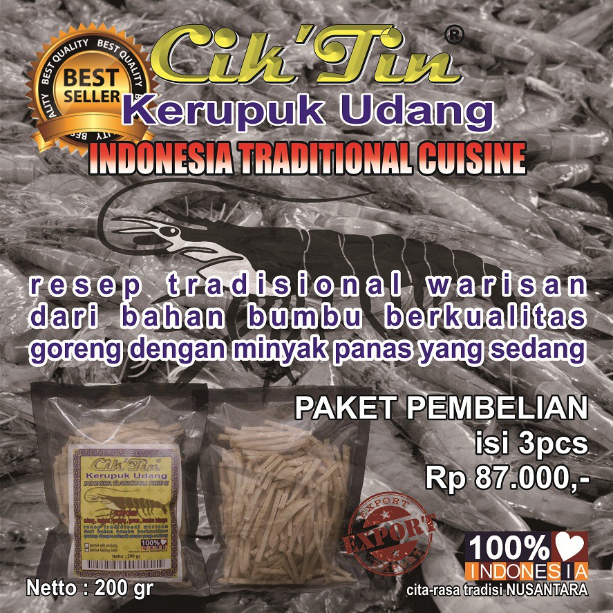 

KERUPUK UDANG Cik’Tin (stik panjang) - PAKET isi 3pcs 600gr