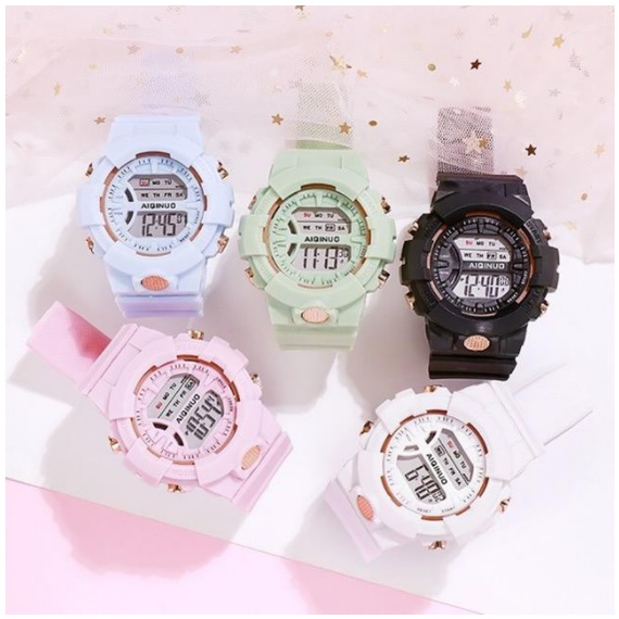 ✅COD JAM TANGAN PRIA WANITA DIGITAL RUBBER SPORT BULAT LED GROSIR MURAH COUPLE REMAJA IMPORT JF063