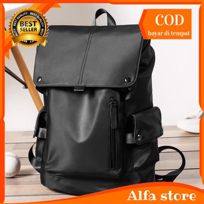 Tas Ransel Pria Tas Kuliah Sekolah Travel Backpack pria / cowok import hitam keren sb140