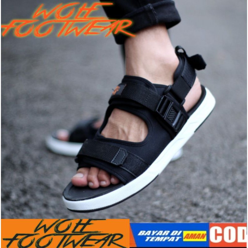 Sandal Gunung Premium Super Ringan Pria Wanita Casual Full Black Walkers Project Jack V.1