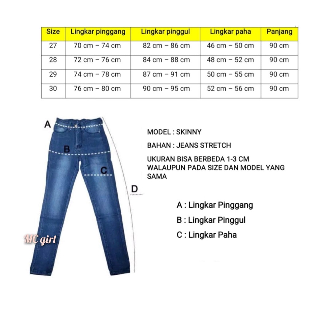 ( Size 27 - 30 ) Celana Jeans Polos Wanita / Celana Panjang Skinny / Celana Lepis Pensil Lgo